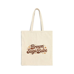 Brown Suga Babe Natural Canvas Tote Bag, Melanin Aesthetic Eco Shopper, Afro Retro Reusable Bag Gift for Her Everyday Style