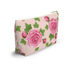 Pink Ivy & Pearls Cosmetic Bag | Sorority Inspired Floral Accessory Pouch | Pink and Green Makeup Bag | Travel Toiletry Organizer