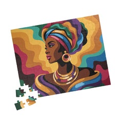 African Queen Art Puzzle — Colorful Headwrap Portrait Jigsaw (110–520 pcs)