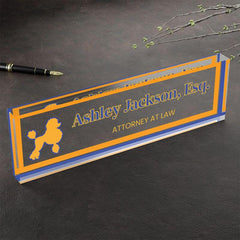 Personalized Acrylic Desk Name Plaque – Office Name Plate with Title | Royal Blue & Gold Sign | Soror Gift