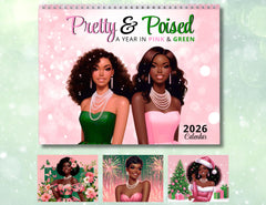 Pretty & Poised: A Year in Pink and Green | 2026 Wall Calendar