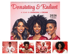 Devastating & Radiant: A Year in Crimson and Cream | 2026 Wall Calendar for Women
