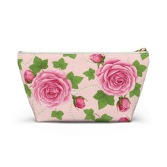 Pink Ivy & Pearls Cosmetic Bag | Sorority Inspired Floral Accessory Pouch | Pink and Green Makeup Bag | Travel Toiletry Organizer