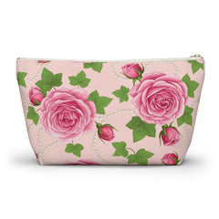 Pink Ivy & Pearls Cosmetic Bag | Sorority Inspired Floral Accessory Pouch | Pink and Green Makeup Bag | Travel Toiletry Organizer