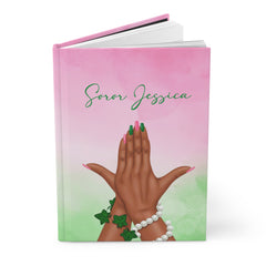 Personalized Sorority Pearls and Ivy Inspired Journal | Pink and Green Inspired Soror Gift | Hardcover | New Member Gift