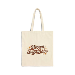 Brown Suga Babe Natural Canvas Tote Bag, Melanin Aesthetic Eco Shopper, Afro Retro Reusable Bag Gift for Her Everyday Style