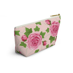 Pink Ivy & Pearls Cosmetic Bag | Sorority Inspired Floral Accessory Pouch | Pink and Green Makeup Bag | Travel Toiletry Organizer