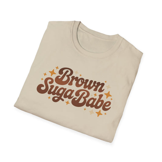 Brown Suga Babe T-Shirt for Women, Retro Melanin Graphic Tee, Black Girl Magic Shirt, Afro Aesthetic Streetwear Top Gift for Her Style