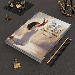 Christian Prayer Journal — "She Who Kneels Before God Can Stand Before Anyone" Hardcover