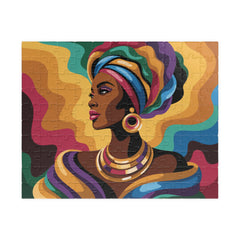 African Queen Art Puzzle — Colorful Headwrap Portrait Jigsaw (110–520 pcs)