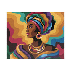 African Queen Art Puzzle — Colorful Headwrap Portrait Jigsaw (110–520 pcs)
