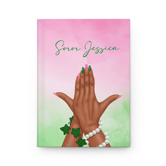 Personalized Sorority Pearls and Ivy Inspired Journal | Pink and Green Inspired Soror Gift | Hardcover | New Member Gift
