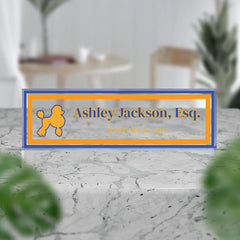 Personalized Acrylic Desk Name Plaque – Office Name Plate with Title | Royal Blue & Gold Sign | Soror Gift